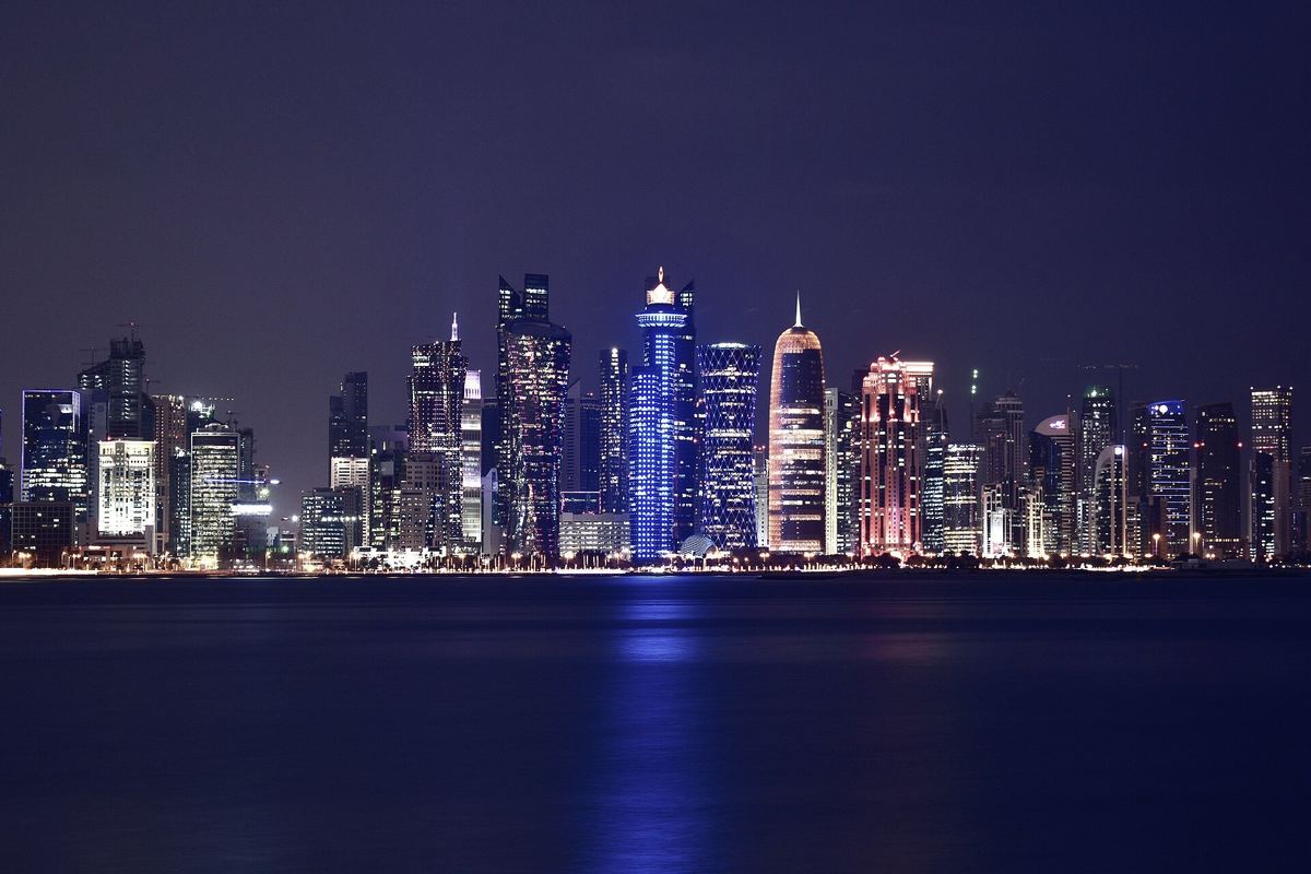 Doha skyline at night